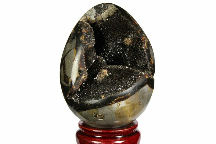 Septarian Dragon Egg Geode - Black Crystals #143142